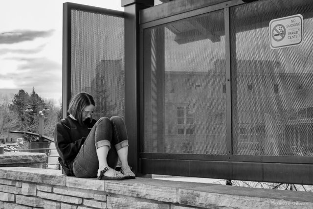 Waiting at the CSU Transit Center